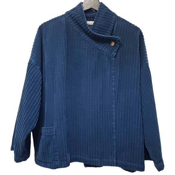 bryn Walker Jackets & Blazers - BRYN WALKER Ribbed Corduroy Jacket Blue Minimalist Lagenlook Women's Size Medium